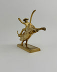 Rare Brass Bull Rider Figurine – Rodeo Cowboy Statue, Western Americana