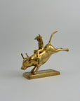 Rare Brass Bull Rider Figurine – Rodeo Cowboy Statue, Western Americana