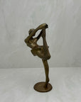 Vintage Brass Ballerina Statue – 12” Tall Mid-Century Ballet Dancer Figurine