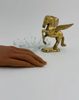 Vintage Brass Pegasus With Glass Trinket Dish- A Set