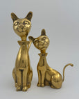 Vintage Brass Cats with Bow tie-A Pair
