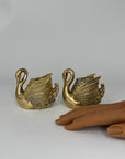 Pair of Vintage Brass Swan Candlestick Holders- Mid-Century Taper Candle Holders