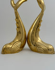 Vintage Brass Dolphin Sculptures- A Pair by Dolbi Cashier-14”
