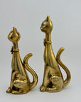 Large Vintage Brass Cats With Bow Tie-A Pair