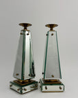 Pair of Vintage Maitland-Smith Mirrored Obelisk Candlesticks
