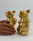 Pair of Vintage Brass Laughing Pig Figurines
