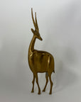 Dolbi Cashier Style Brass Gazelle Sculpture – 19” Tall Mid Century Modern Antelope – Statement Safari Decor
