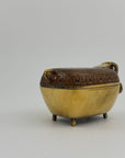 Vintage Brass Goat Trinket Dish With Enameled Etchings