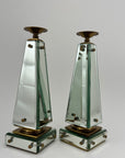 Pair of Vintage Maitland-Smith Mirrored Obelisk Candlesticks