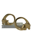 Vintage Brass Rams with Curled Horns-A Pair