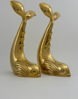 Vintage Brass Dolphin Sculptures- A Pair by Dolbi Cashier-14”