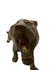 Vintage Brass Tiger Figurine – Mid-Century Modern Roaring Jungle Cat (15”)