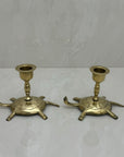 Vintage Brass Turtle Candlestick Holders- A Pair of