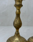 Vintage Brass Floral Candlestick Holders-A Pair