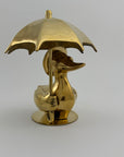 Vintage Brass Duck Under Umbrella