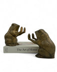 Vintage Brass Patty Cake Frog Bookends- A Pair