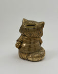 Vintage Brass Cat Coin Bank – Mid-Century Whimsical Feline Sculpture, Hollywood Regency Decor