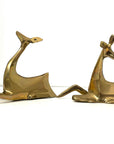 1984 Enesco Brass Deer Sculptures — Abstract Mid-Century Modern Pair, Made in Korea