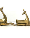 1984 Enesco Brass Deer Sculptures — Abstract Mid-Century Modern Pair, Made in Korea
