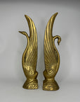 Pair Vintage Swan Bookends 15” | Brass Bird Sculptures, Hollywood Regency Decor