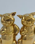 Pair of Vintage Brass Laughing Pig Figurines