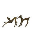 Vintage Mid-Century Brass Greyhound Dogs – Playful Pair of Sculptures