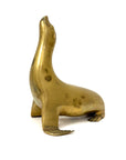 Vintage Brass Sea Lion Sculpture – Mid-Century Modern Marine Art | Made in Korea | Hollywood Regency Coastal Decor