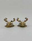 Pair of Vintage Brass Stag Head Candleholders – Luxurious Statement Décor