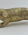 Large Vintage Brass Groundhog / Beaver Figurine -12.5” Long