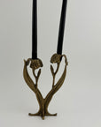 Vintage Brass Flower Candlestick Holder