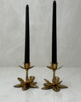 Vintage Brass Flower Candle Holders-A Pair