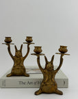 Vintage Brass Rabbit Candleholders-A Pair