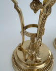 Pair of Vintage Brass Urns with Rams’ Heads & Flame Finials