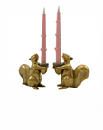 Bronze Squirrel Candleholders-A Pair