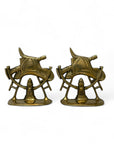 Vintage Brass Firemen Helmet Bookends-A Pair