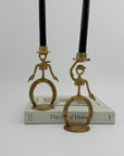 Cowboy Brass Candlestick Holders- A Pair