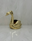 Vintage Brass Double Swan Planter