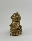 Vintage Brass Cat Coin Bank – Mid-Century Whimsical Feline Sculpture, Hollywood Regency Decor