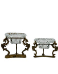 Vintage Brass Dragon Stand with Crystal Candleholder Insert- A Pair