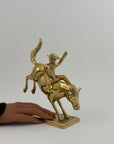 Vintage Brass Cowboy on Bucking Horse Sculpture – Rare Western Rodeo Figurine