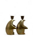 Vintage Brass Penguin Candle Holders-Pair