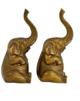 Vintage Brass Sitting Elephant Pair