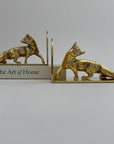 Made in England Brass Fox Bookends — 9.76 lb Pair, 9” Long Woodland Animal Library Decor (Mid-Century / Hollywood Regency)