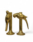 Oversized Hollywood Regency Brass Parrot Candlesticks — Pair-Over 1 Foot Tall