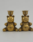 Vintage Brass Teddy Bear Candlestick Holders-A Pair