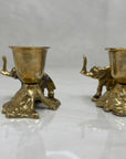 Vintage Brass Elephant Candlestick Holders-A Pair