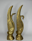Pair Vintage Swan Bookends 15” | Brass Bird Sculptures, Hollywood Regency Decor