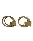 Vintage Brass Rams with Curled Horns-A Pair
