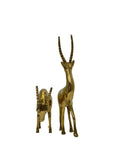 Rare Vintage Polished Brass Gazelle Pair | Mid-Century Modern Antelope Sculptures