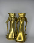 Pair of Heavy Vintage Brass Elephant Vases